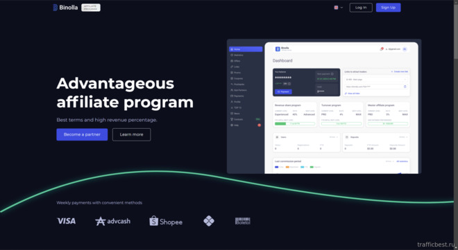 официальный сайт партнерской программы брокера Binolla