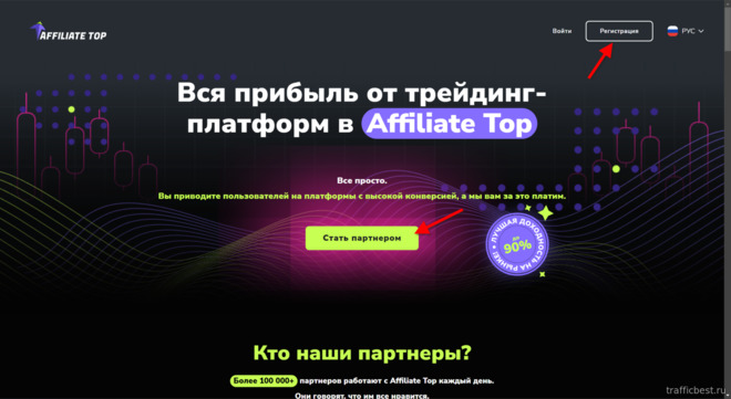 регистрация партнерского аккаунта в Affiliate Top