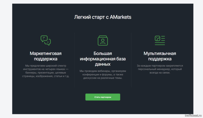 быстрый старт в партнерской программе AMarkets Partners