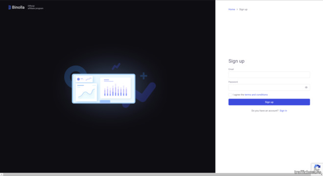 Регистрация партнерского счета брокера Binolla