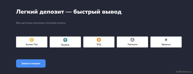 способы пополнения и вывода средств у брокера Stockity